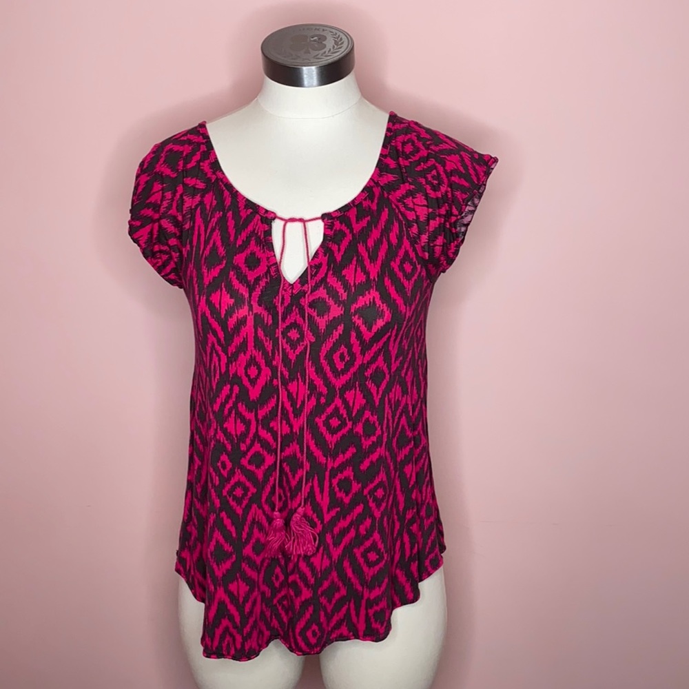INC Red and Brown Blouse